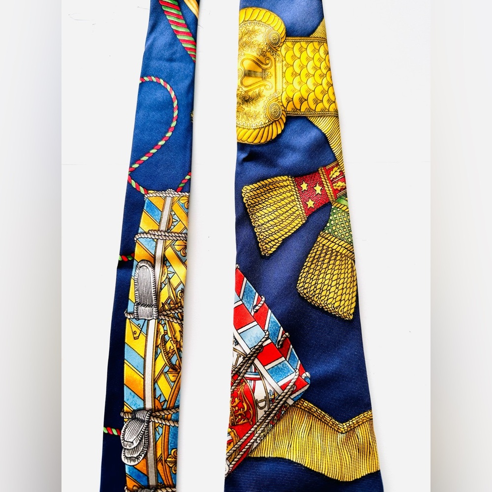 Hermès Paris Blue Silk Tie, Vintage - Picture 7 of 9